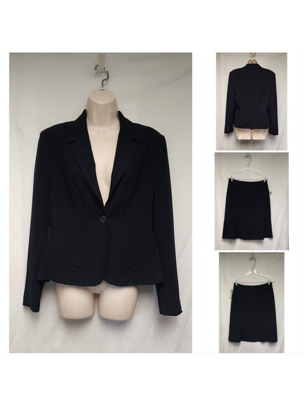Larry Lavine 2PC Navy Blue Skirt Suit Women's Size Size 8 NWT